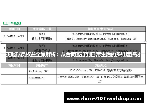 英超球员权益全景解析：从合同签订到日常生活的多维度探讨